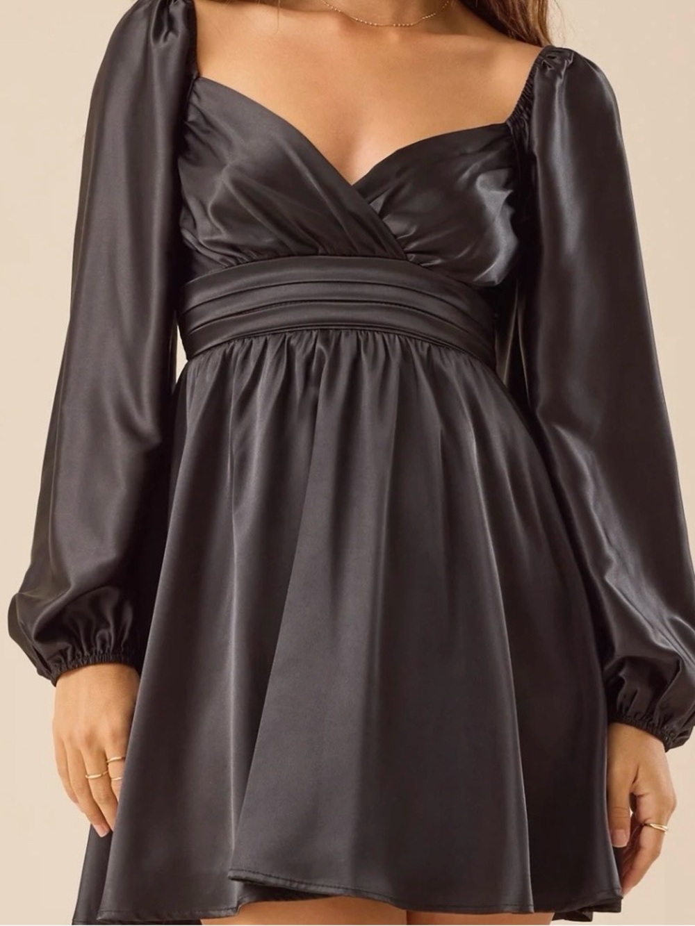 NEW Altar’d State Black Satin Long Sleeve Mini Dress Size Large & XL Available